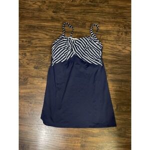 Lands' End 14 Swim dress swimsuit navy blue modest padded bra. Top only